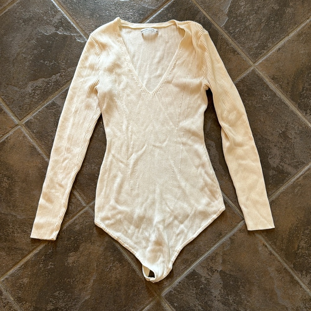 Abercrombie Cream Ribbed Sweater Bodysuit